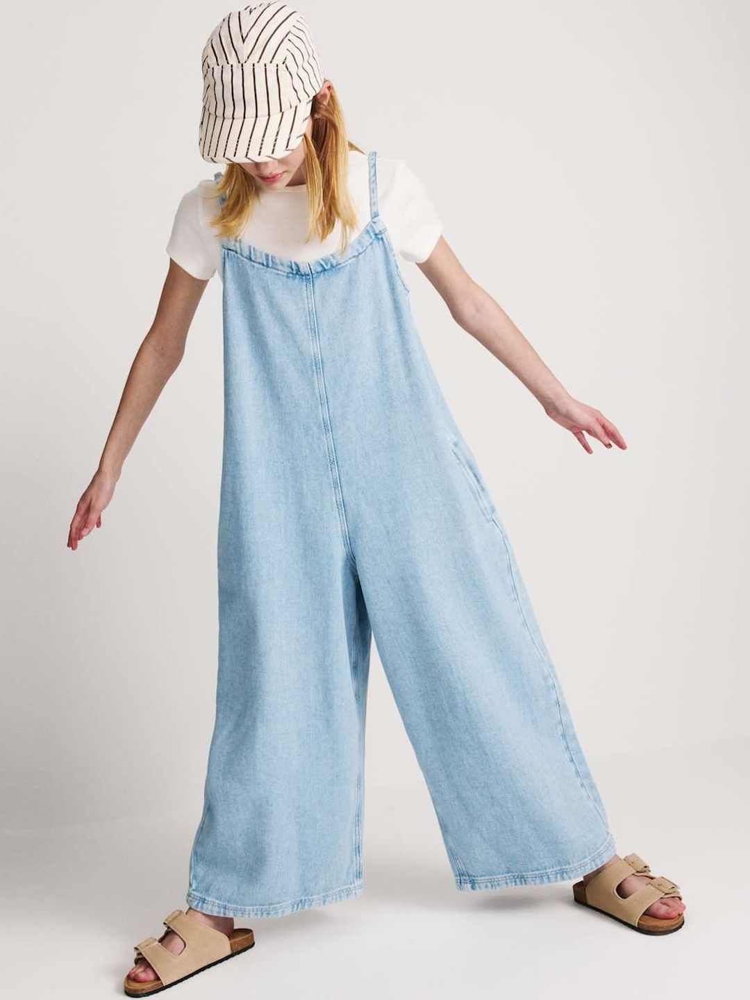 Marks & Spencer Girls Wide Leg Cotton Round Neck Maxi Jumpsuit-picture-50