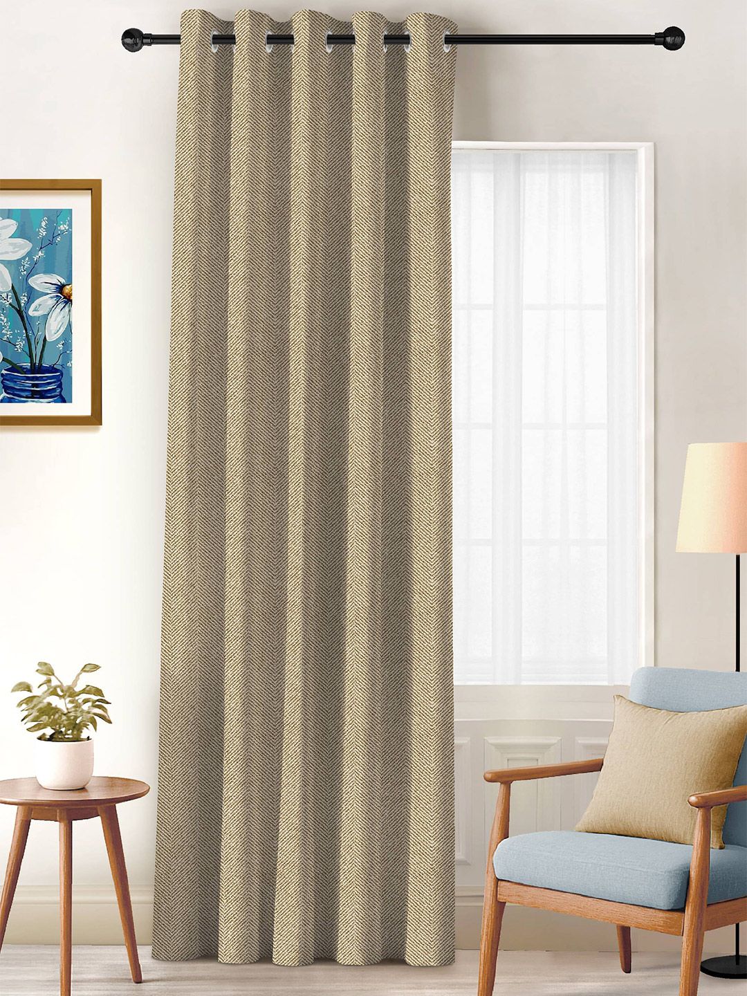 CASABLEU Brown Black Out Long Door Curtain-picture-16