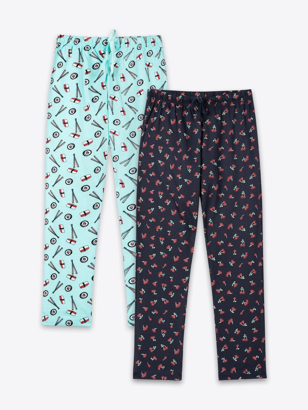 ariel Pack Of 2 Girls Printed Cotton Mid-Rise Straight Lounge Pants-picture-46