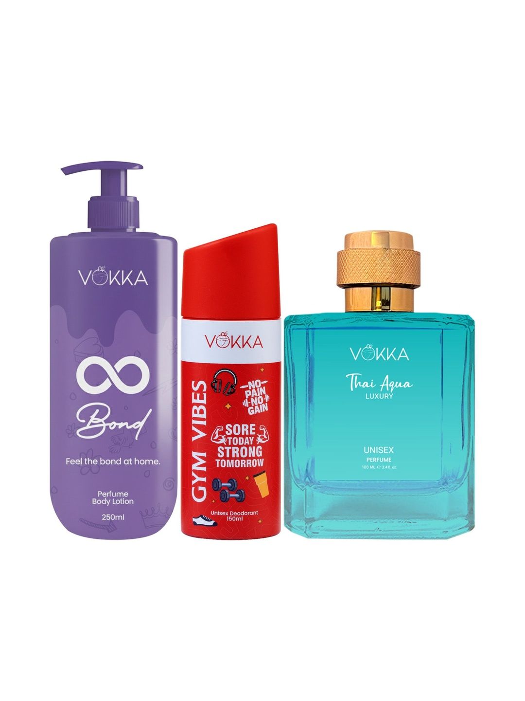 VOKKA Set Of 3 Gym Vibes Deodorant With Thai Aqua Perfume & Bond Body Lotion-picture-41