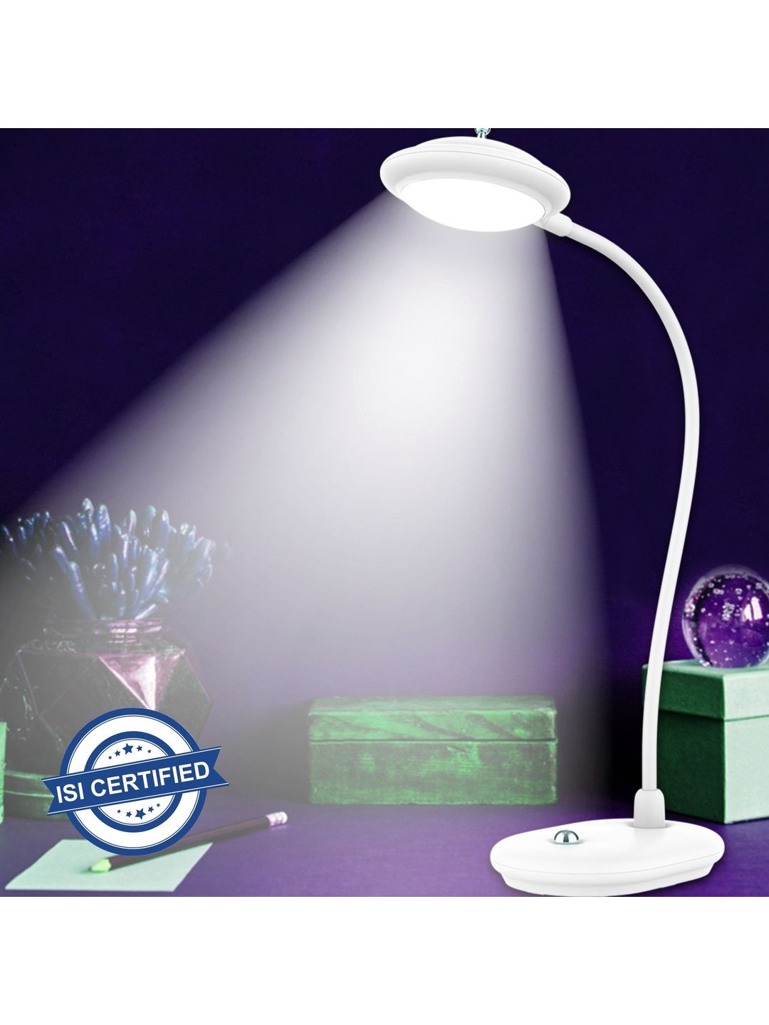 Pick Ur Needs White Rechargeable Study Table Lamp With On/Off Unique Switch Touch Dimmer-image-33