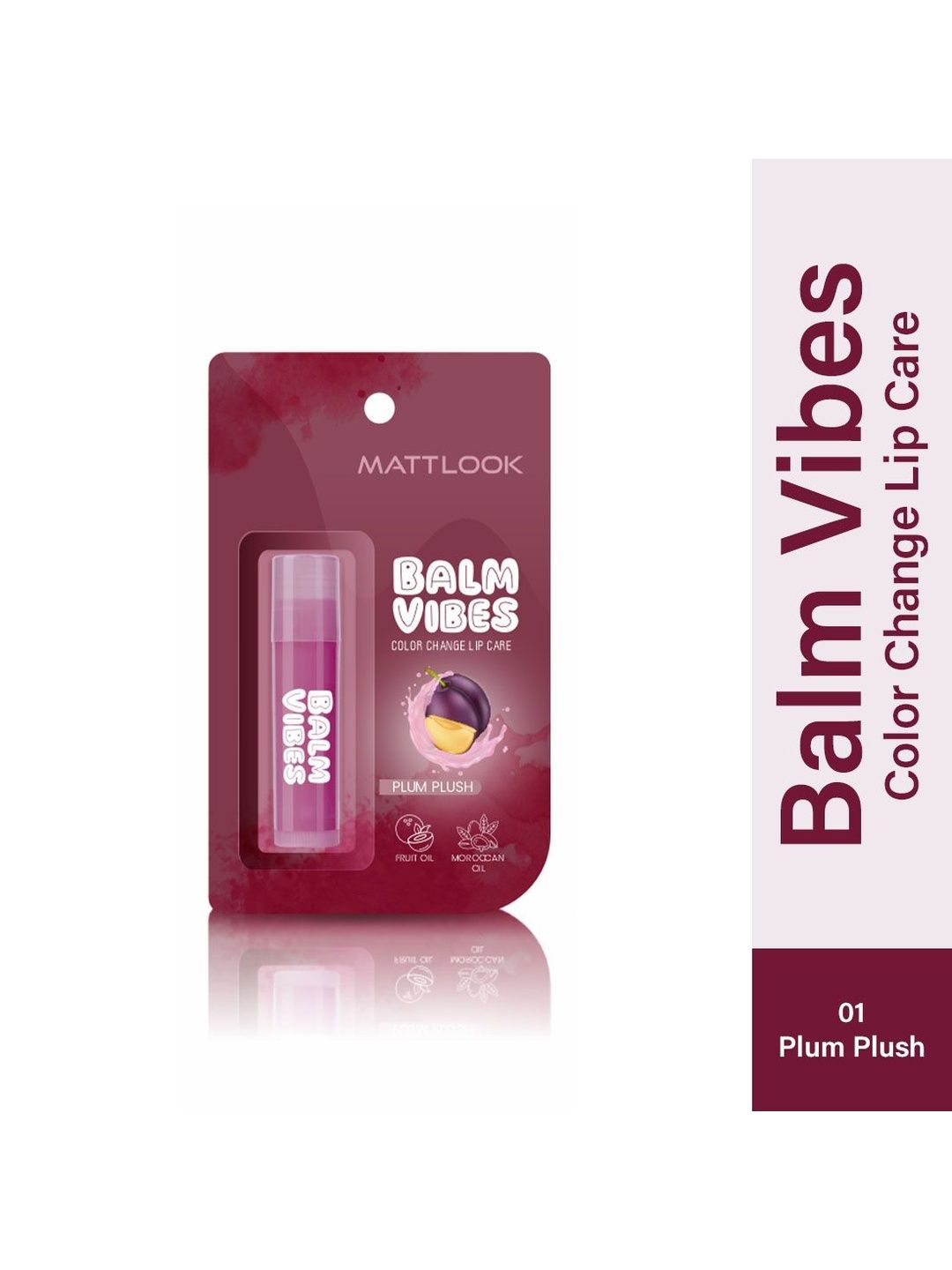 MATTLOOK Balm Vibe Color Changing Lip Balm With Moroccan Oil - 3 g - Plum Plush 01-image-1