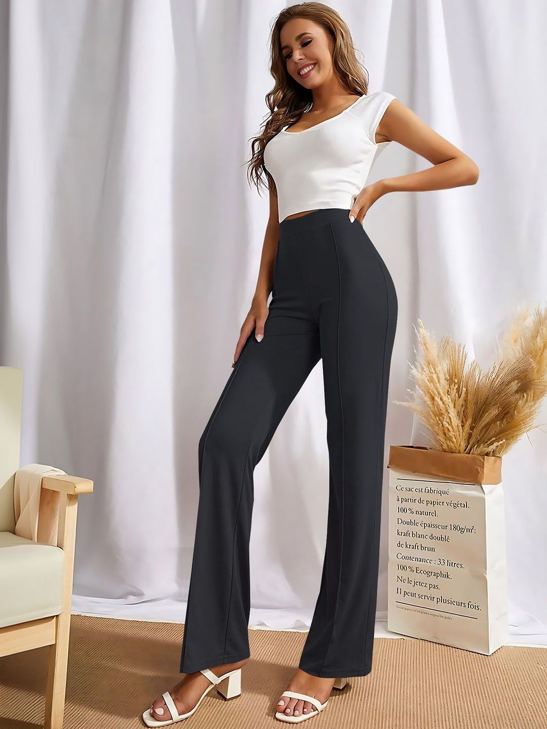 Navyankaa Women Straight Fit High-Rise Trousers-picture-24