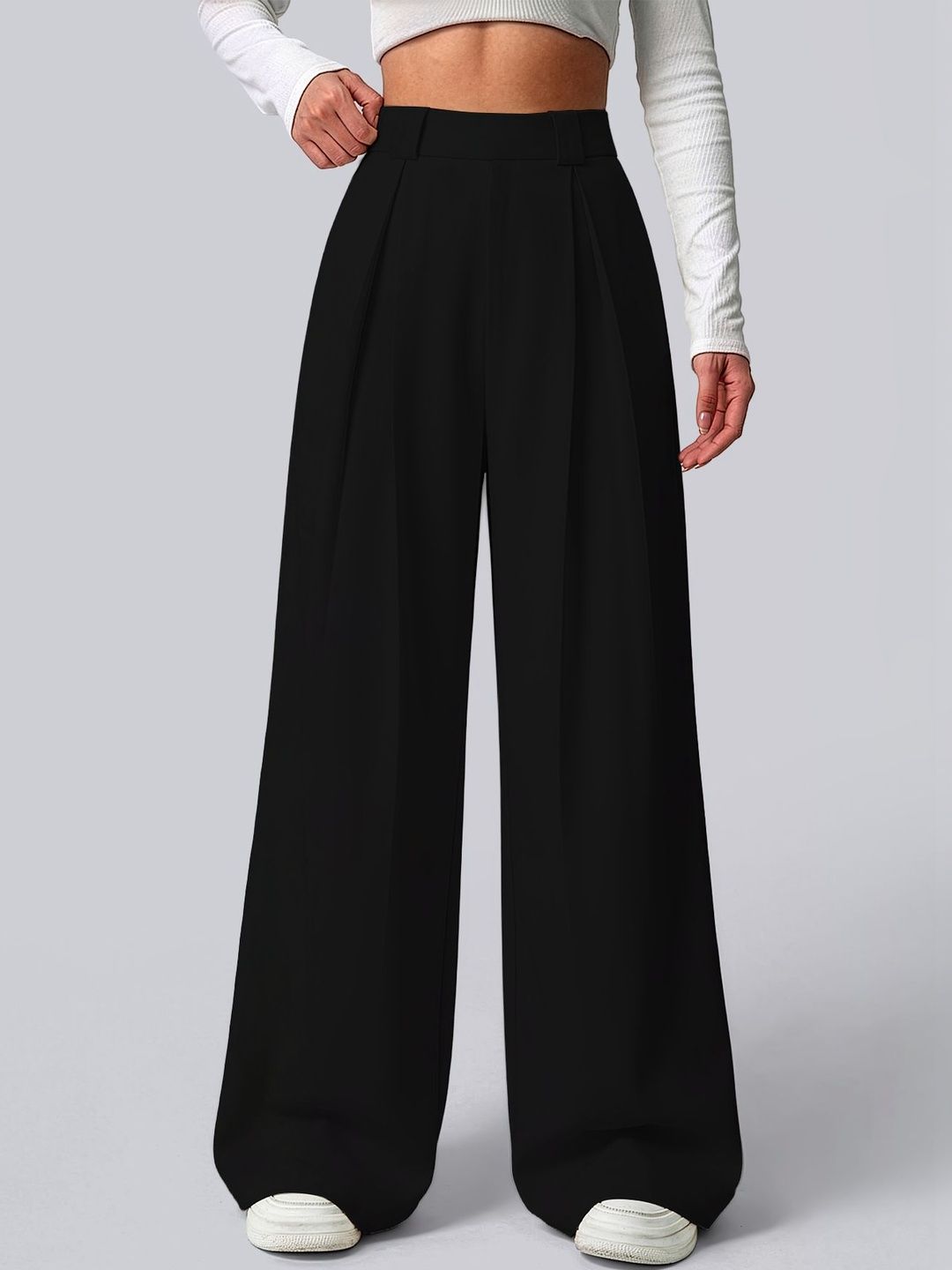 MULVARI Women Relaxed Loose Fit High-Rise Trousers-picture-43