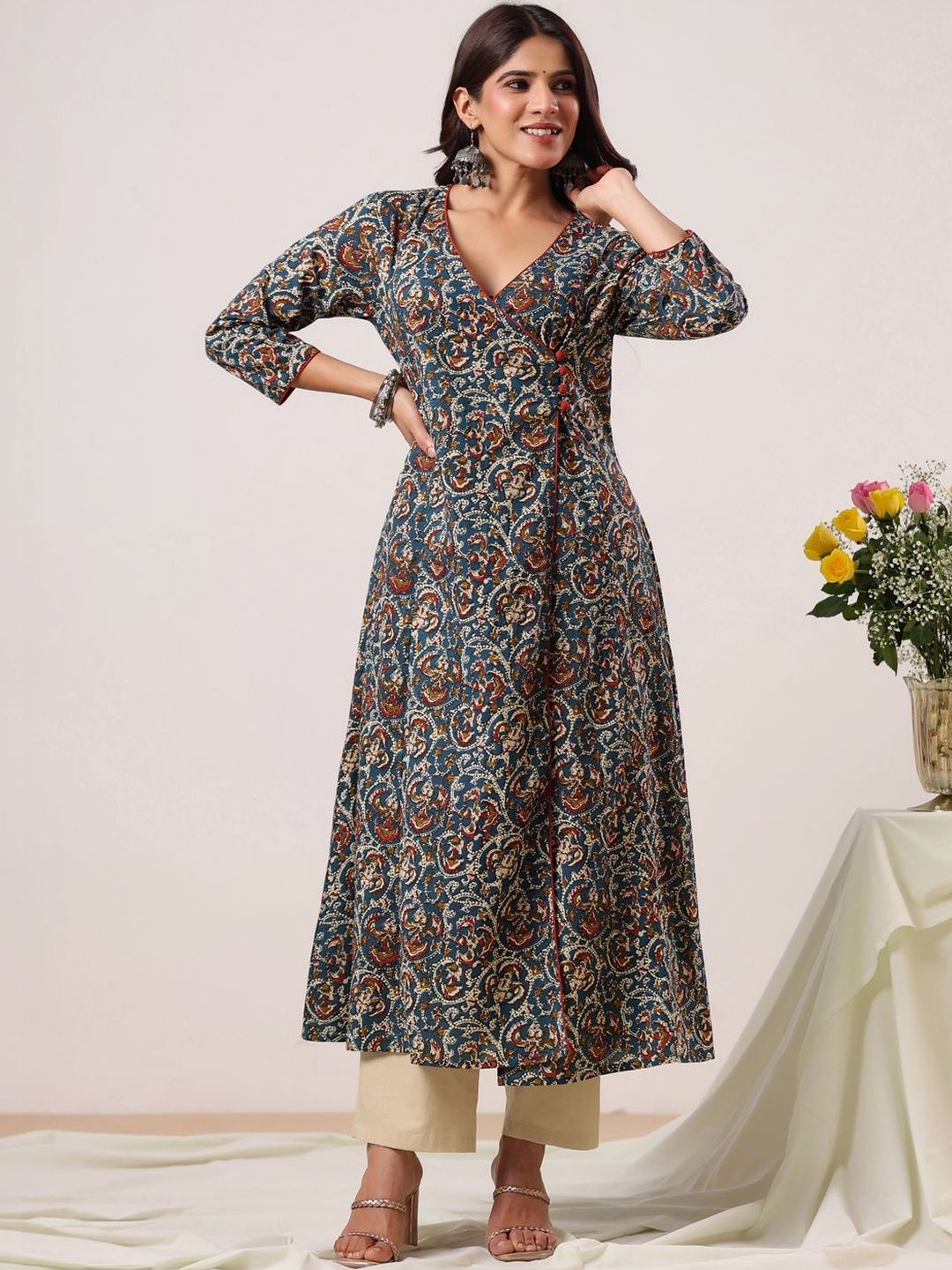 Rimeline Women Ethnic Motifs Printed Floral Kurta-picture-26