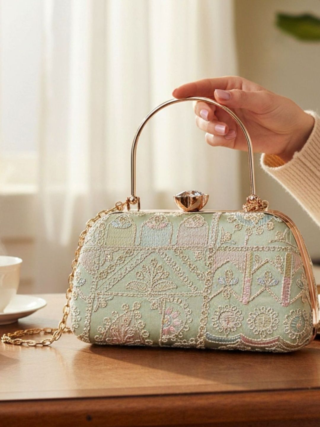 FOR THE BEAUTIFUL YOU Embroidered Box Clutch-picture-10