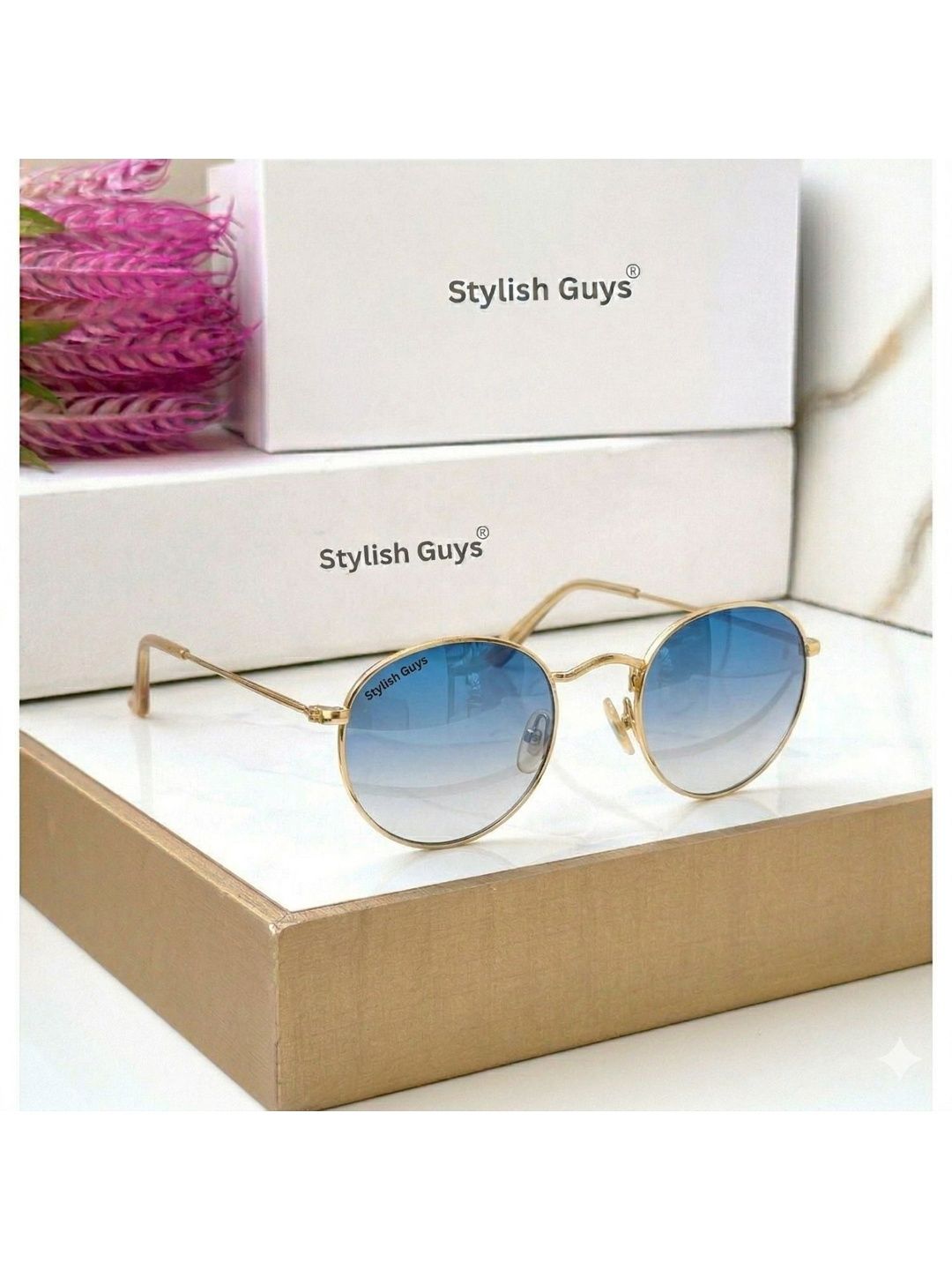 STYLISH GUYS Unisex Clear Lens & Gold-Toned Sunglasses with-picture-28