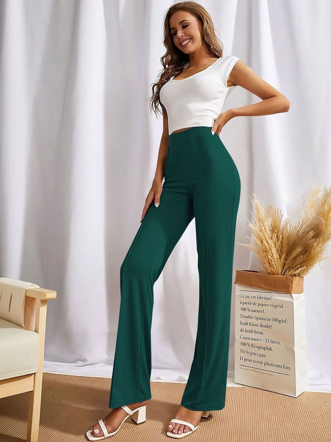 Navyankaa Women Straight Fit High-Rise Trousers-picture-23