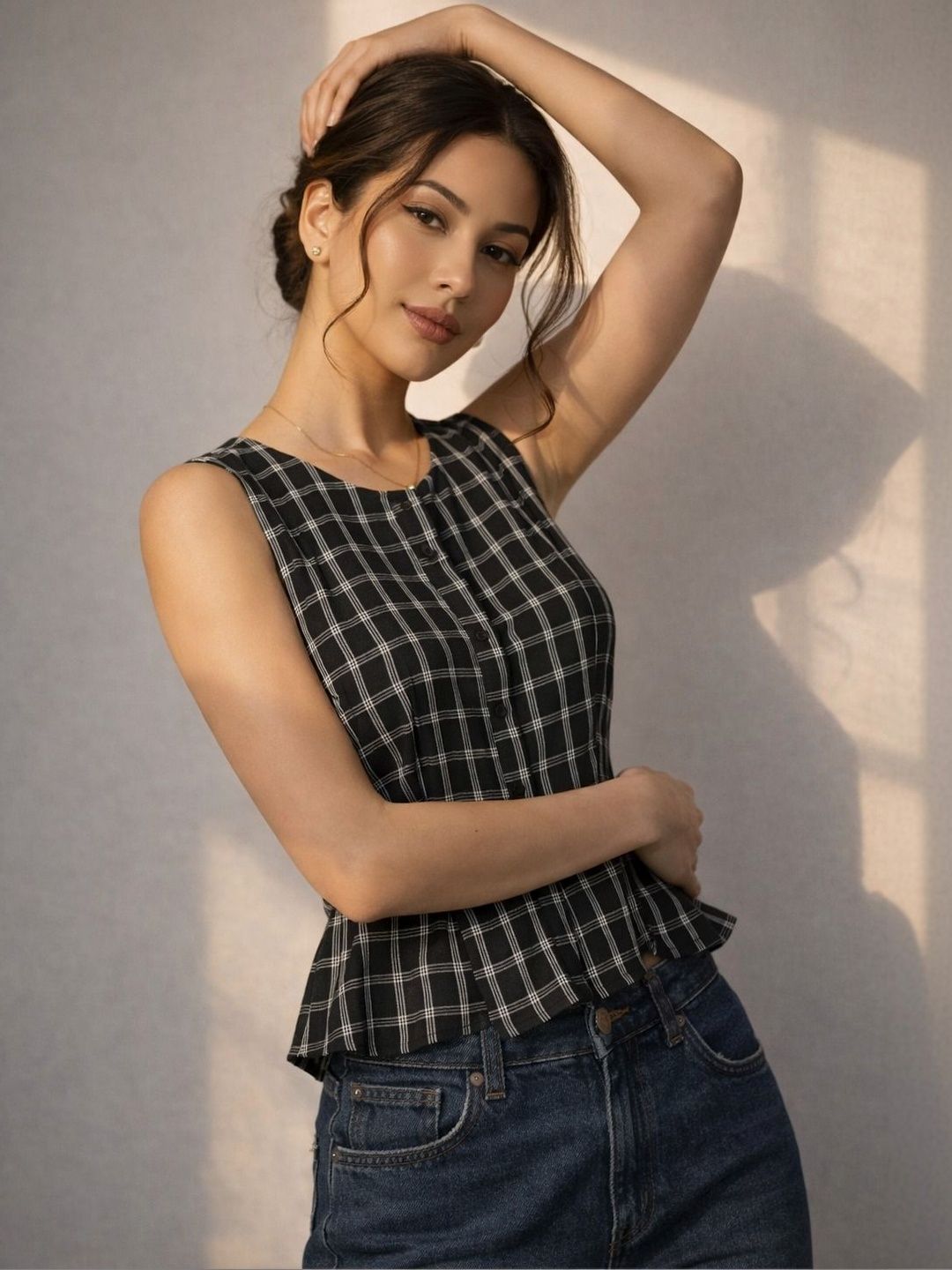 Anouk Checked Cotton Shirt Style Top-picture-42