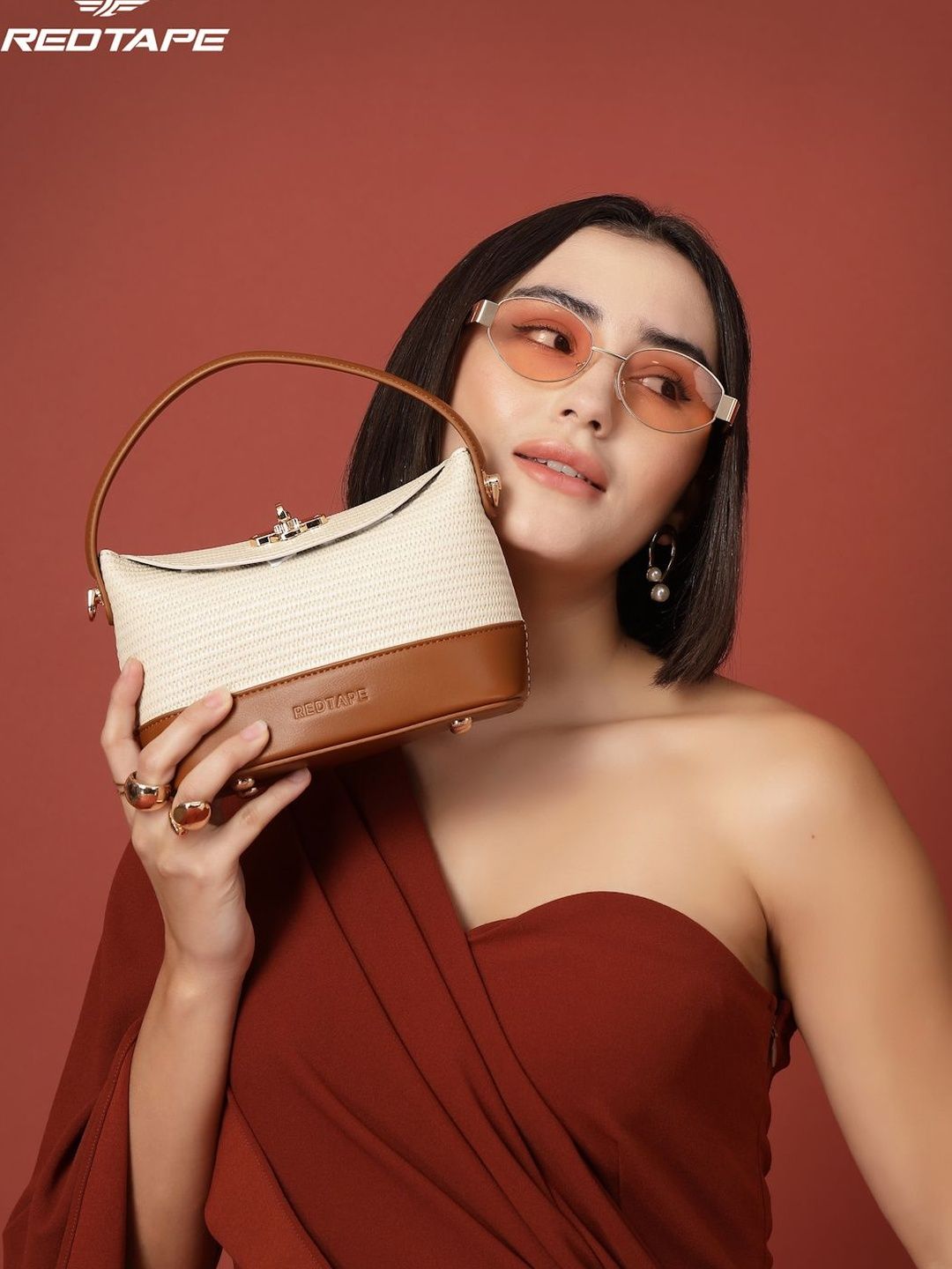 Red Tape Women Off White Textured Casual Formal Sling Bag-picture-39