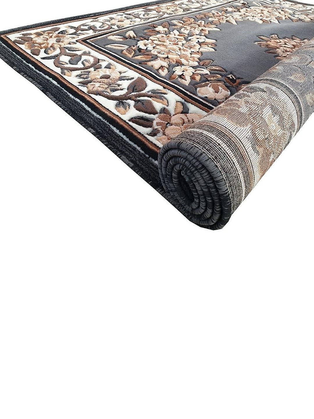 ZAMZAM CARPET Grey Floral Anti-Skid Woollen Carpet-picture-34