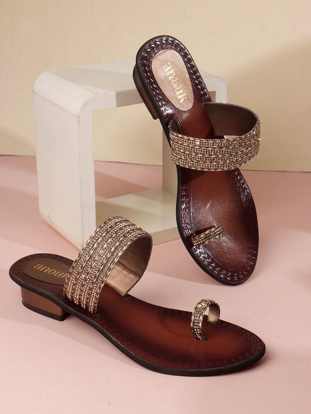 Anouk Embellished Leather Block Sandals-picture-56