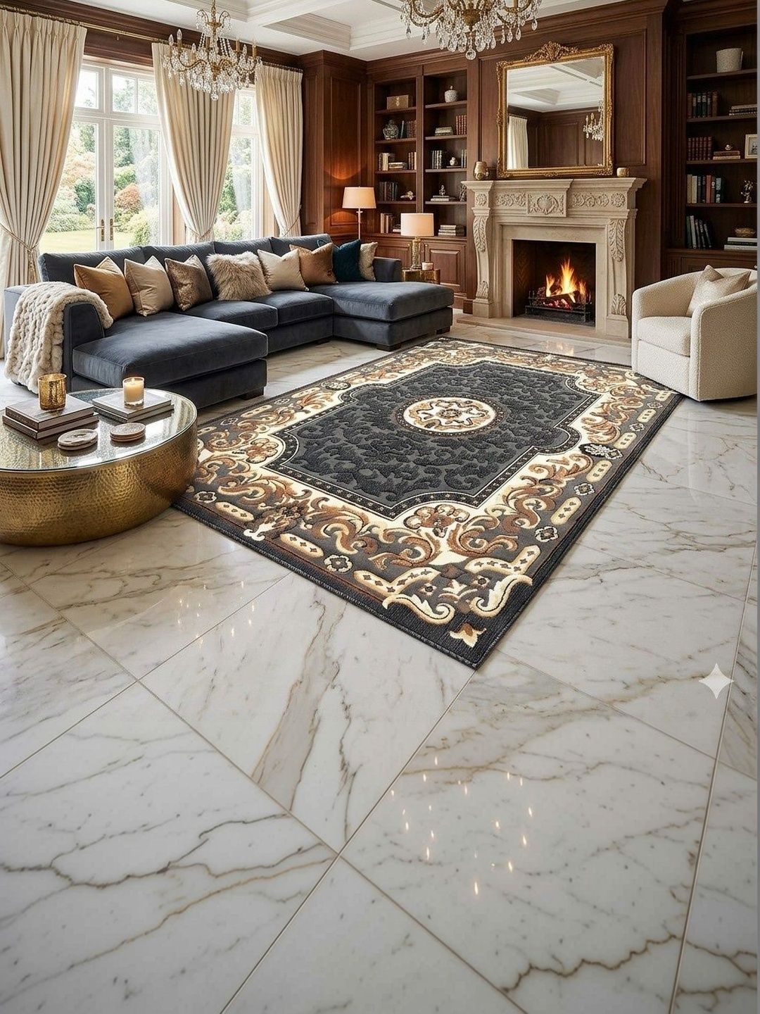ZAMZAM CARPET Grey Abstract Anti-Skid Woollen Carpet-image-32
