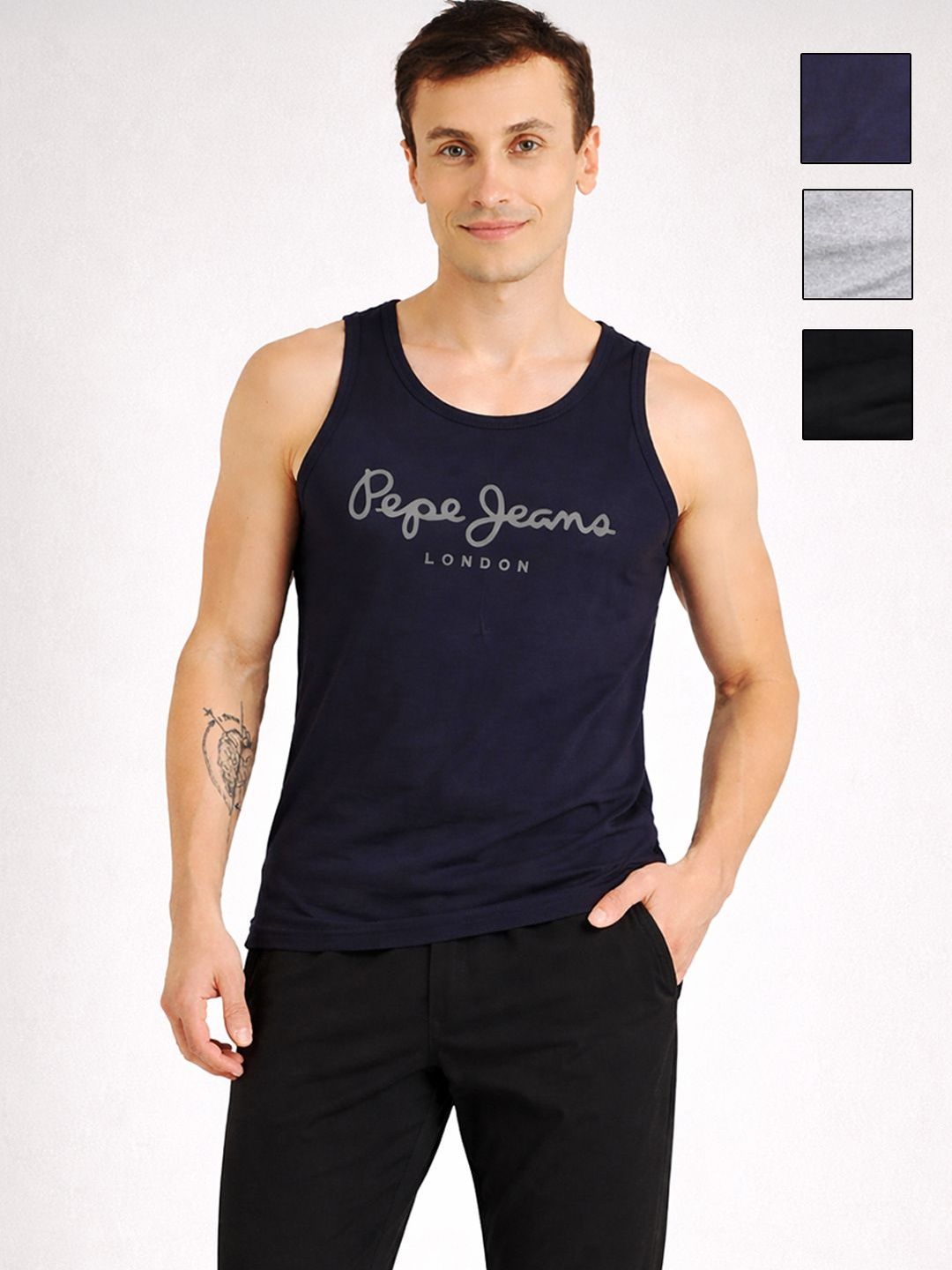 Pepe Jeans Pack of 3 Printed Assorted Cotton Undershirt-image-15