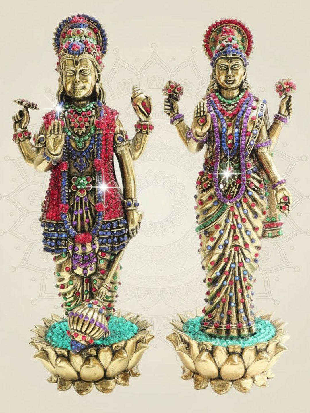 Luxeartisanship Rajna Idols Rose Gold Brass Antique Finish Handcrafted Showpieces 10 Inch-picture-27