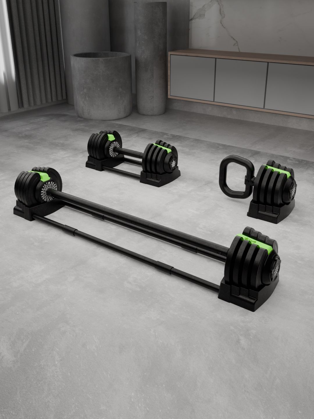 CULT 3-in-1 Adjustable Dumbbell 1 5-18kg Kettlebell 1-10kg Barbell 2-19kg Compact Home Gym-picture-1