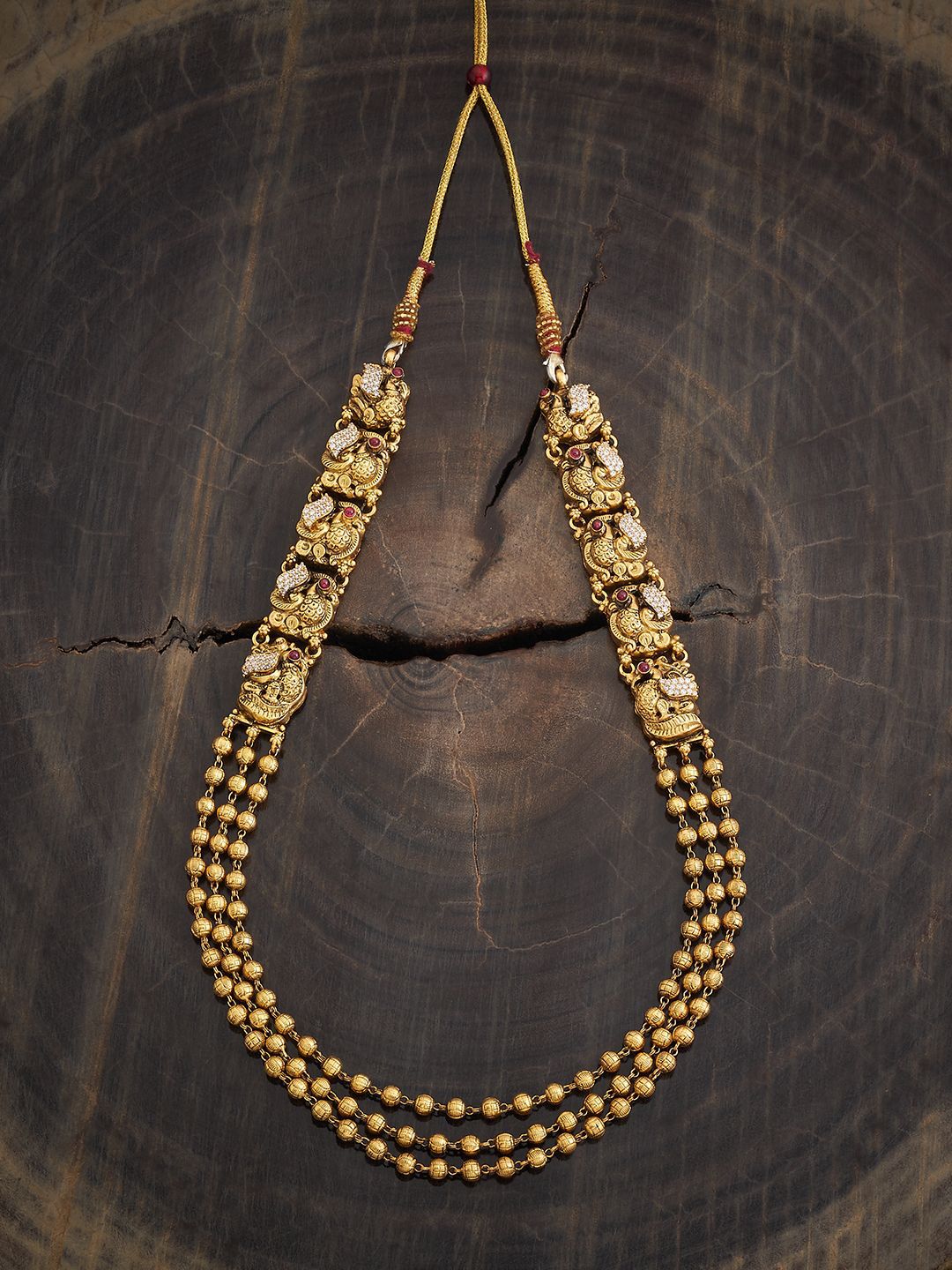 Kushal's Fashion Jewellery Embellished Bridal 92.5 Silver Gold-Plated Temple Necklace-picture-40