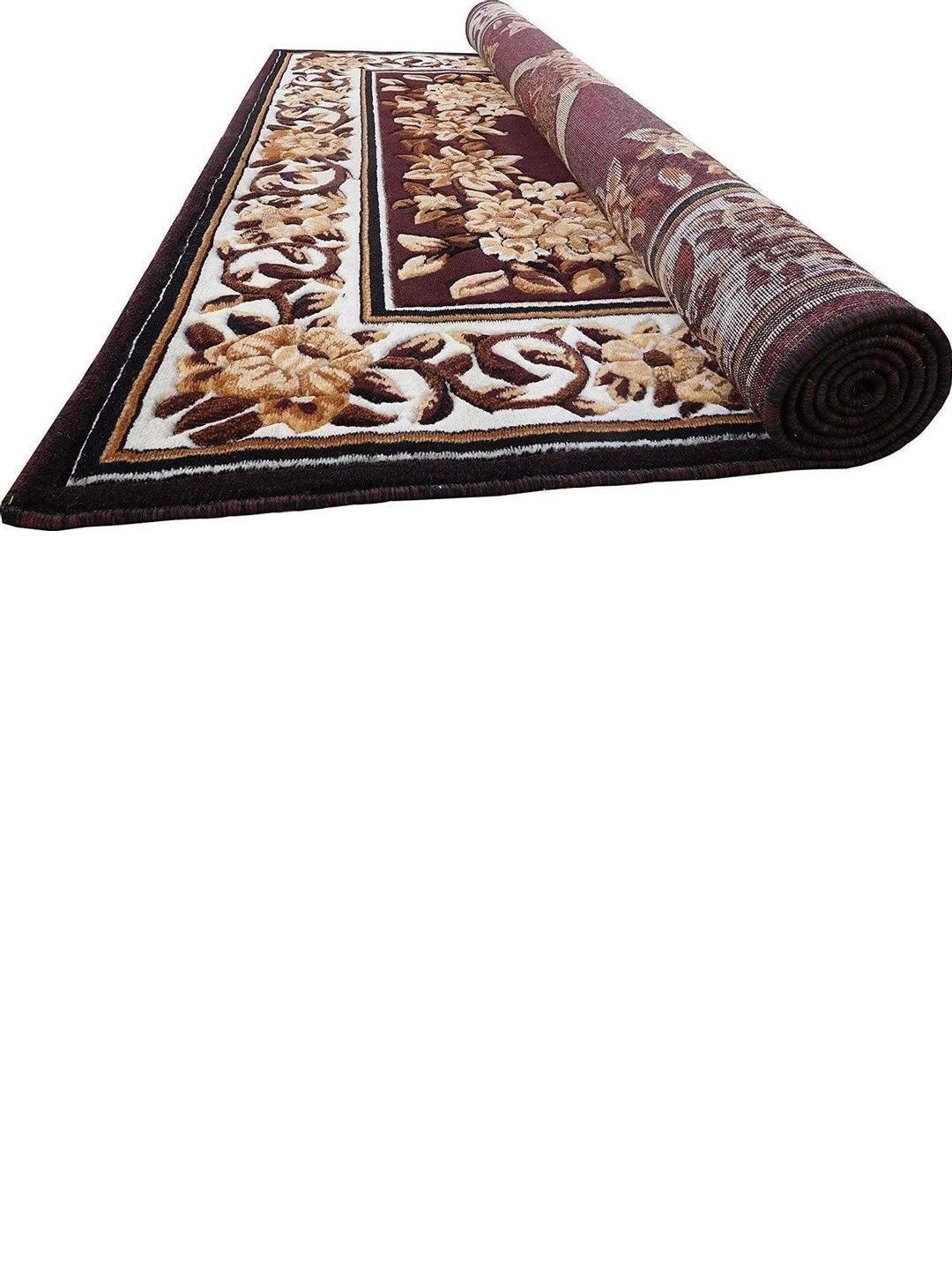 ZAMZAM CARPET Brown Floral Anti-Skid Woollen Carpet-image-37