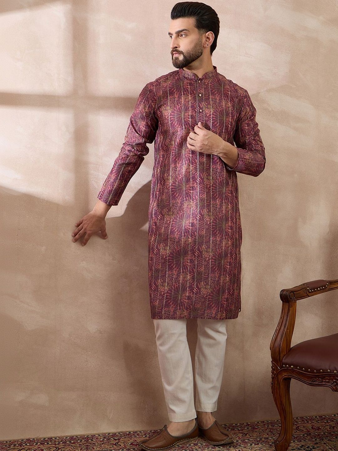 Ethnic Bay Men Ethnic Motifs Printed Regular Kurta with Pyjamas-picture-20