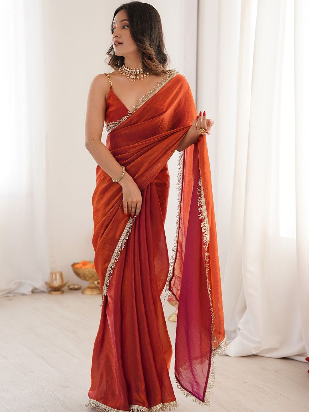 Anouk Satin Saree-image-11