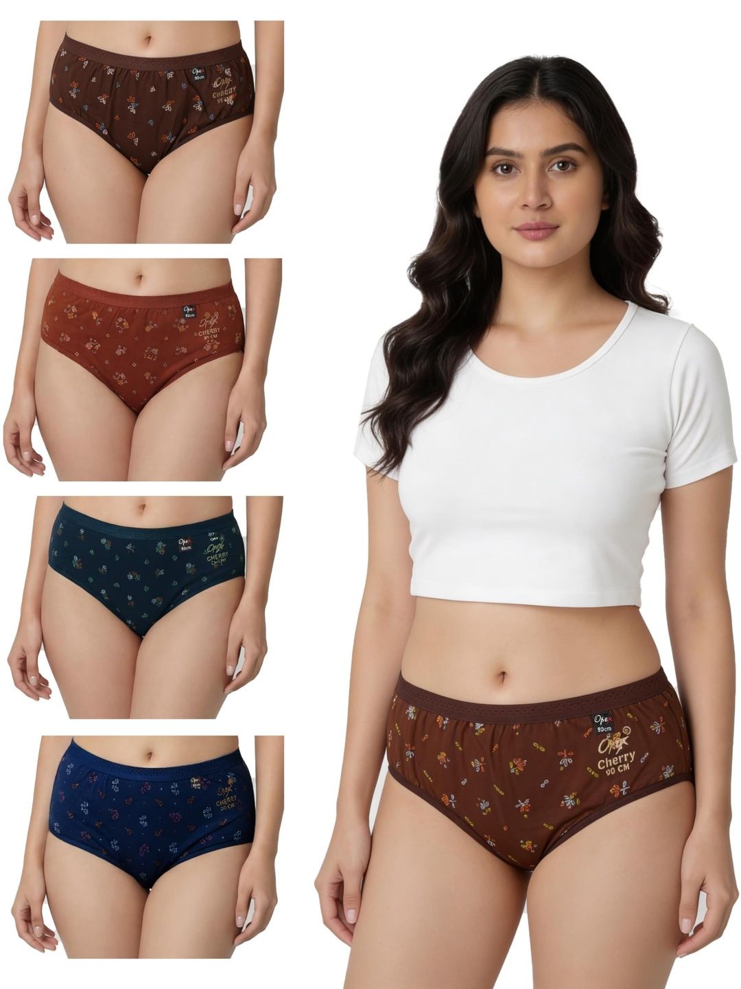 OPEX Women Pack of 5 Printed Assorted Cotton Basic Briefs-picture-53