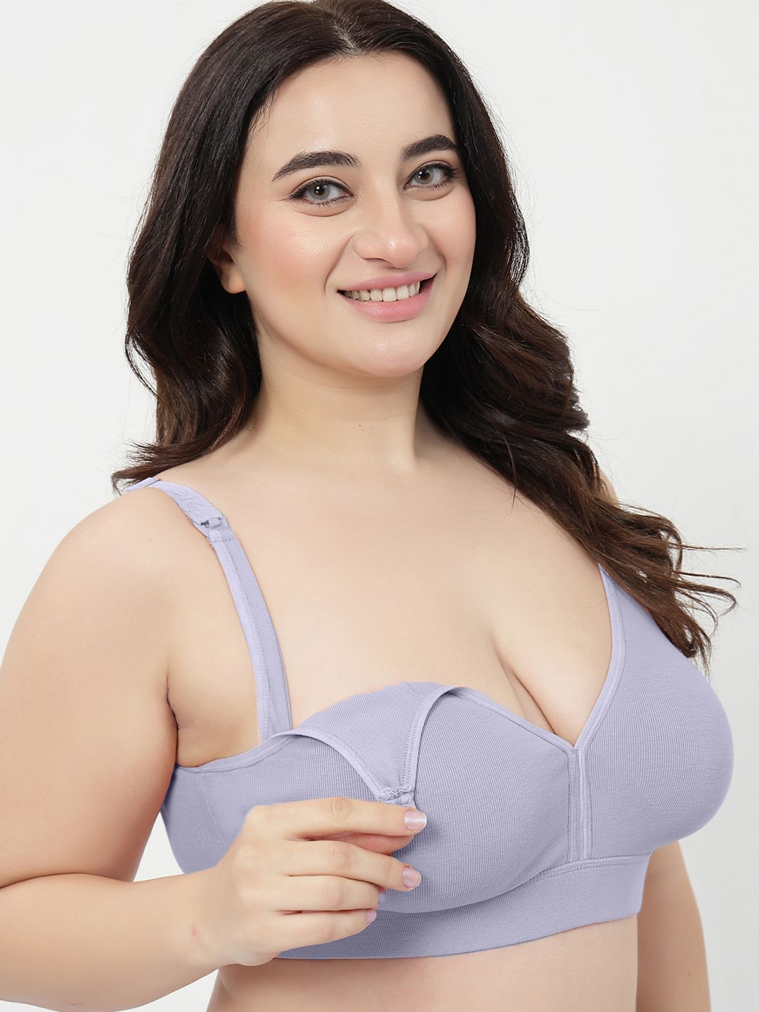 House Of Zelena Women Cotton Unhook Feeding Maternity Ribbed Bra