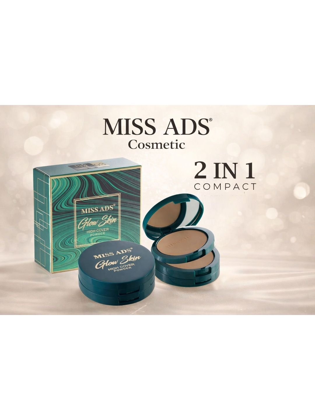MISS ADS Glow Skin 2 In 1 High Cover Compact Powder - MACP06 - 24 g-picture-3