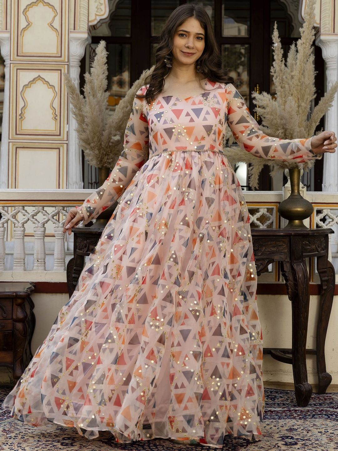 Jaipurite Printed Round Neck Anarkali Ethnic Dress-picture-13