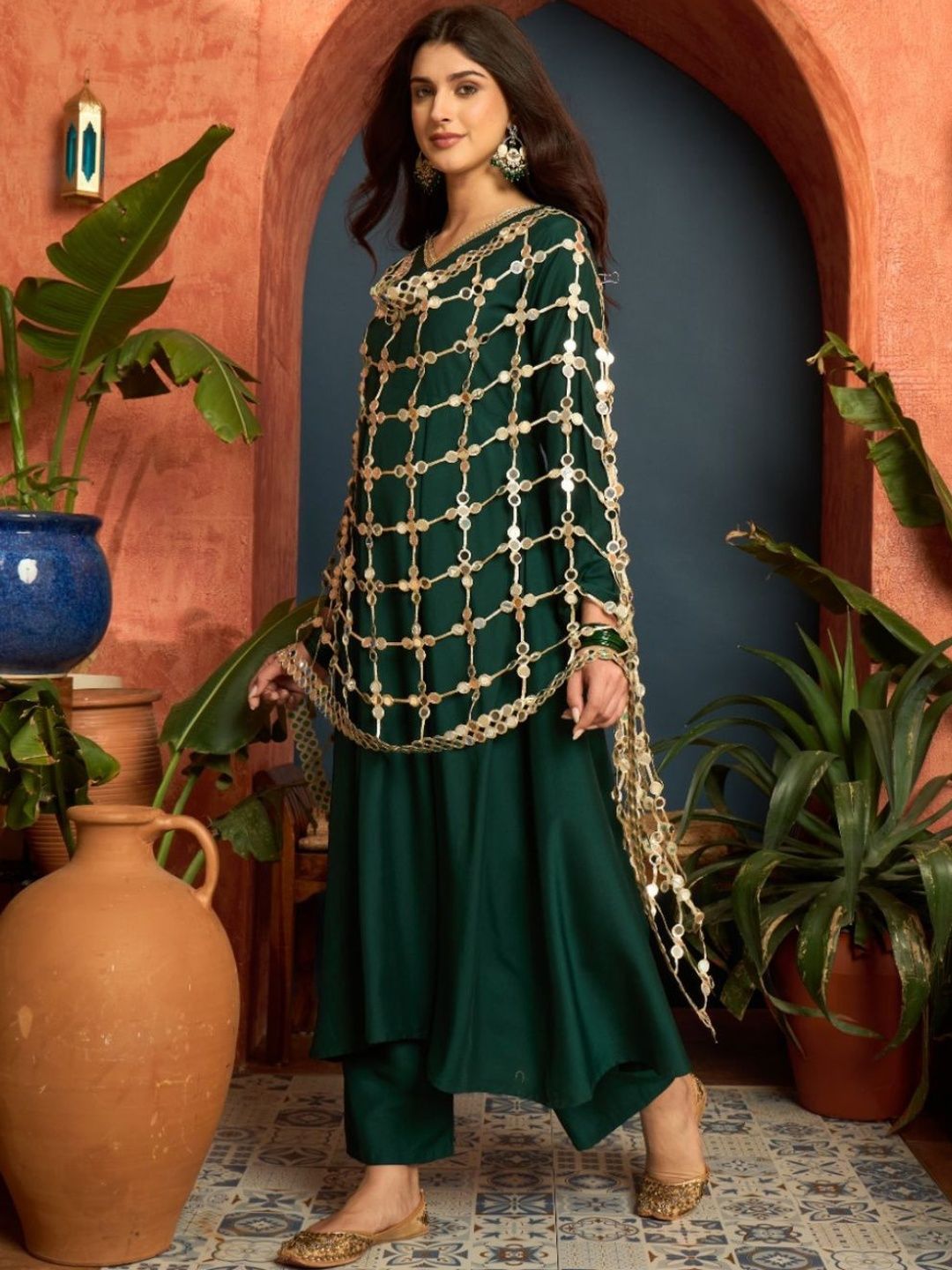 Ethnic Junction Embroidered Dupatta with Mirror Work-picture-48