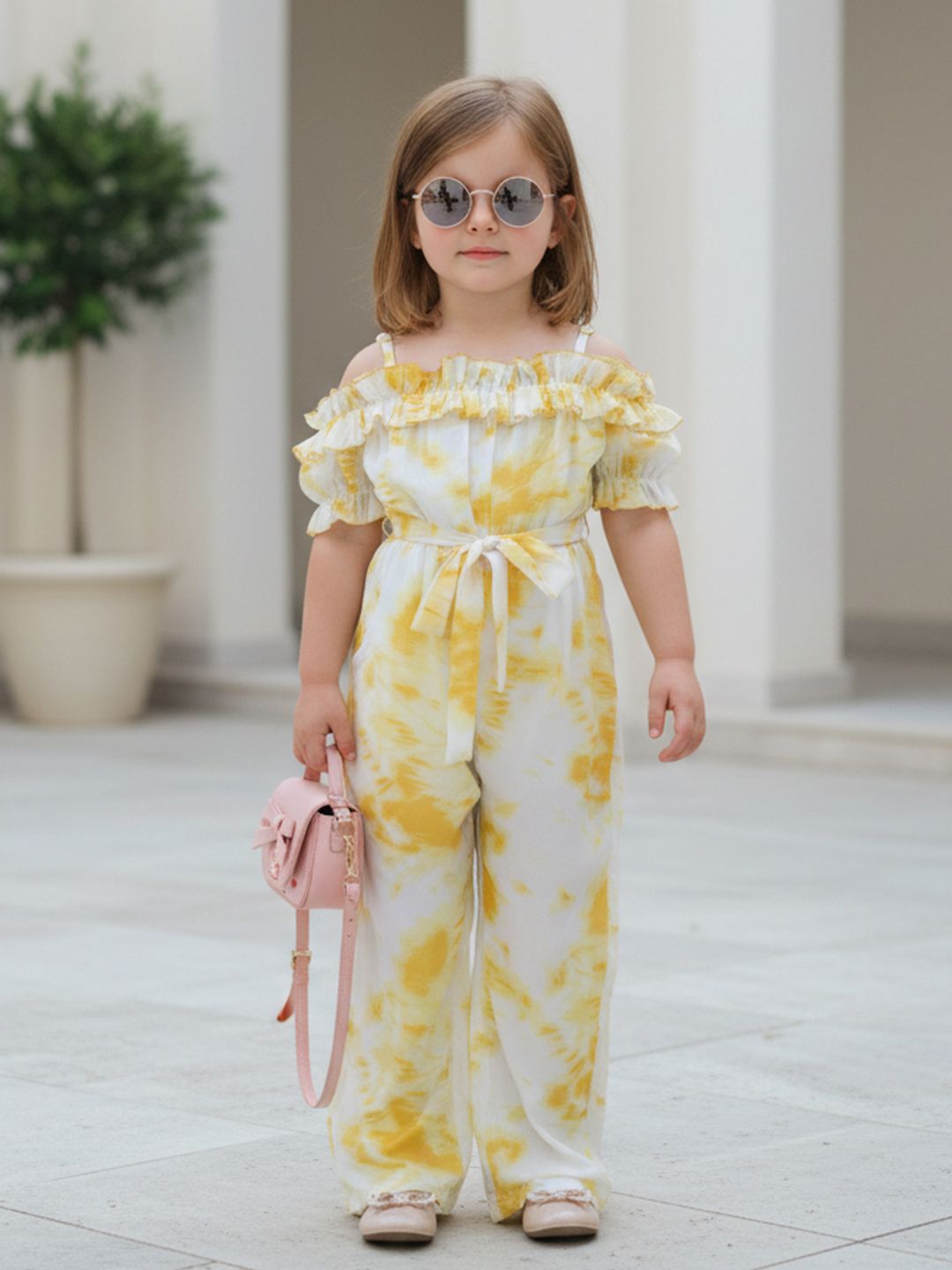 Cutiekins Girls Off-Shoulder Printed Basic Jumpsuit with Ruffles-picture-20