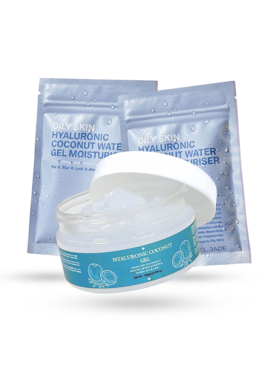 Pastel Jade Set Of 3 Hyaluronic Coconut Water Gel Moisturizer Jar & Refill-image-9