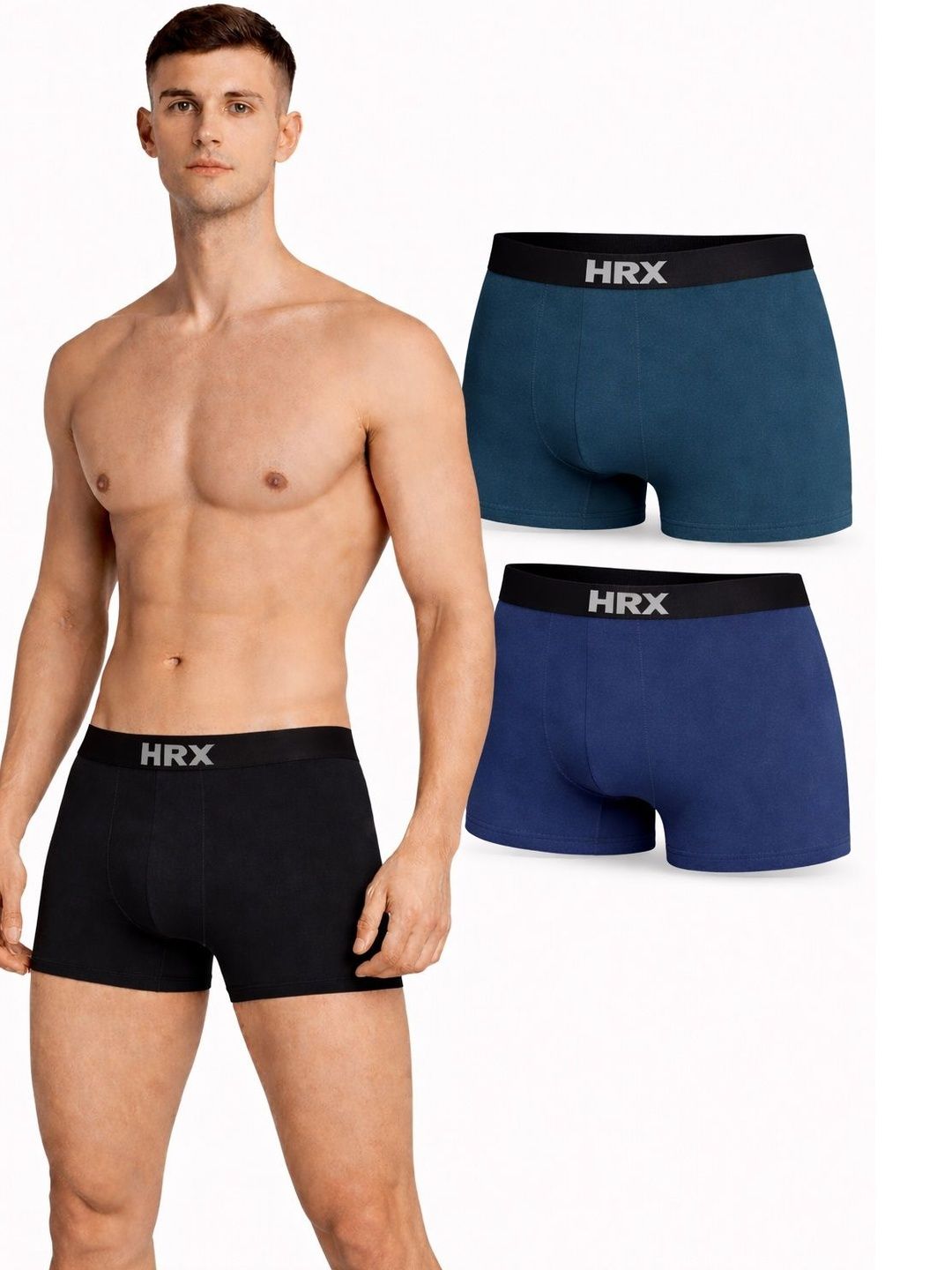 HRX by Hrithik Roshan Pack of 3 Cotton Blend Assorted Solid Trunks-picture-28