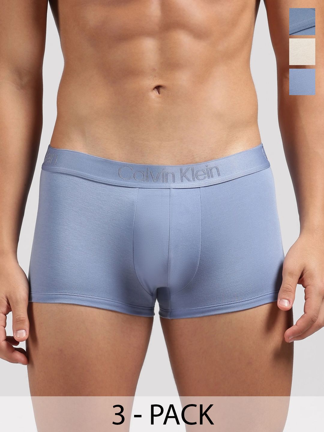 Calvin Klein Underwear Pack of 3 Cotton Blend Assorted Solid Trunks-picture-20