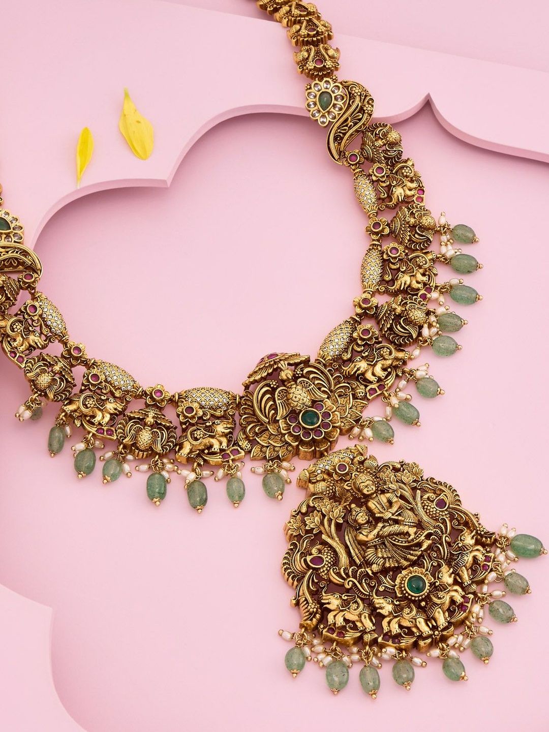 Kushal's Fashion Jewellery Copper Gold-Plated Antique Necklace-image-49