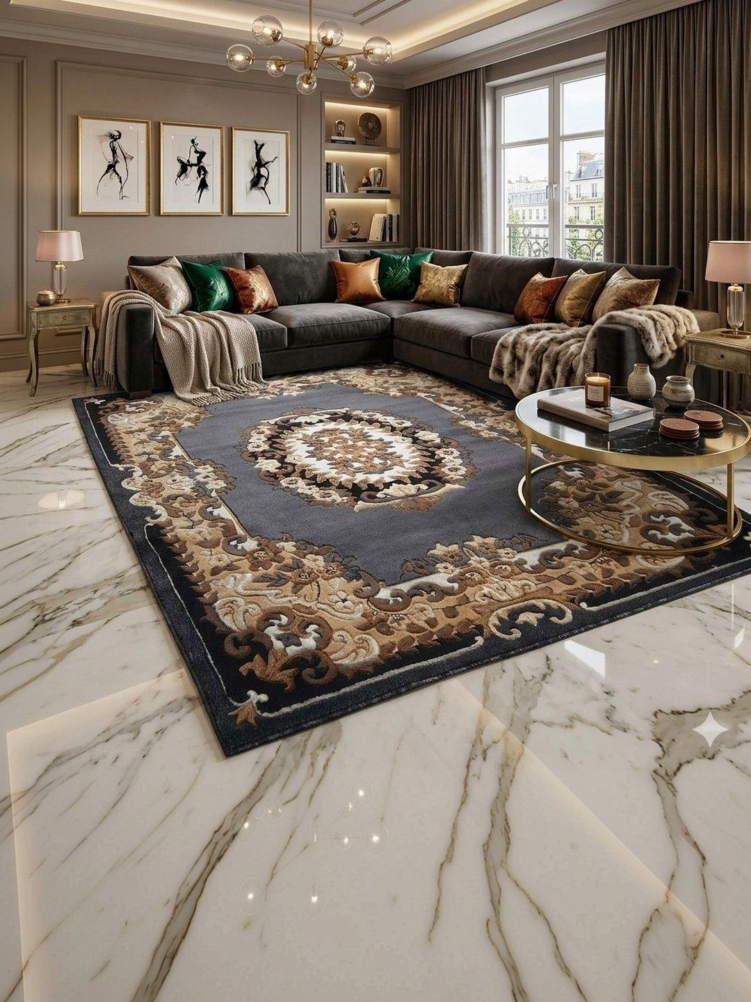 ZAMZAM CARPET Grey Traditional Anti-Skid Woollen Carpet-picture-48