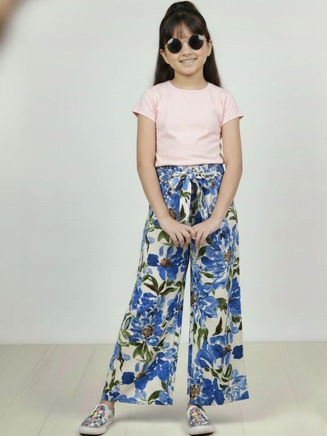 CrayonFlakes Girls Floral Printed Palazzos-image-8