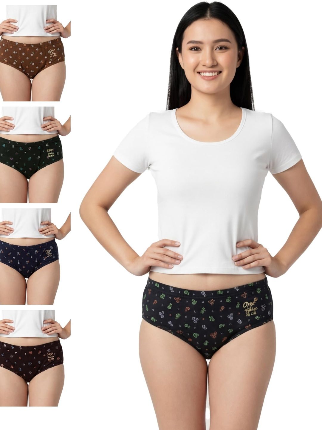 OPEX Women Pack of 5 Printed Assorted Cotton Basic Briefs-picture-22