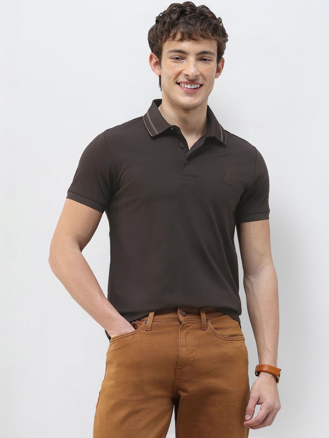 U.S. Polo Assn.Solid Slim Fit Polo Collar T-shirt-image-11