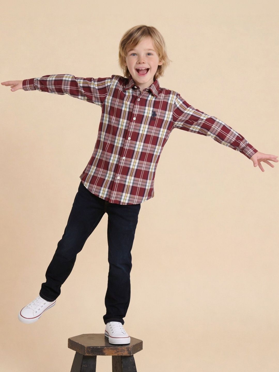 U.S. Polo Assn. Kids Boys Tartan Checks Checked Casual Shirt-picture-41