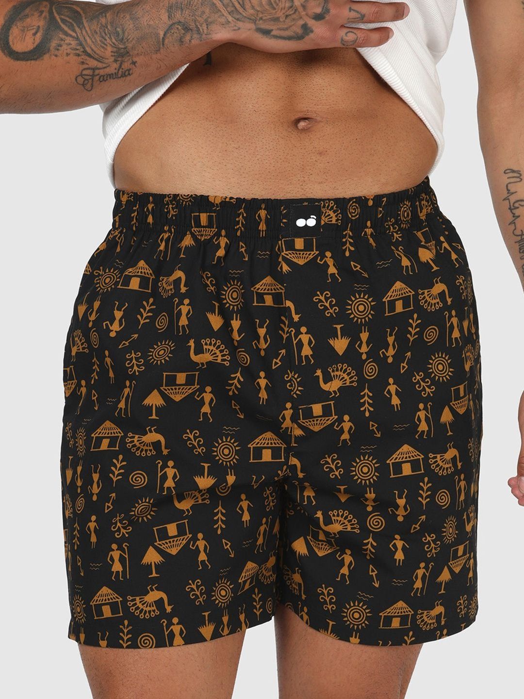 Bewakoof Men's Black All Over Printed Boxers-picture-14