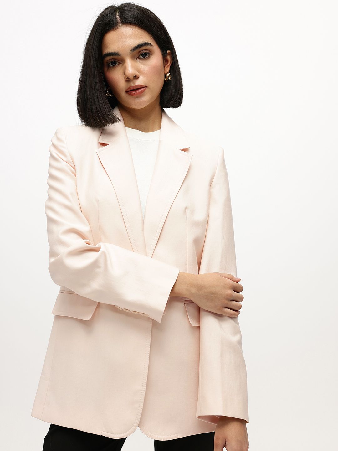 MANGO Notched Lapel Collar Single Breasted Semiformal Blazer-picture-31
