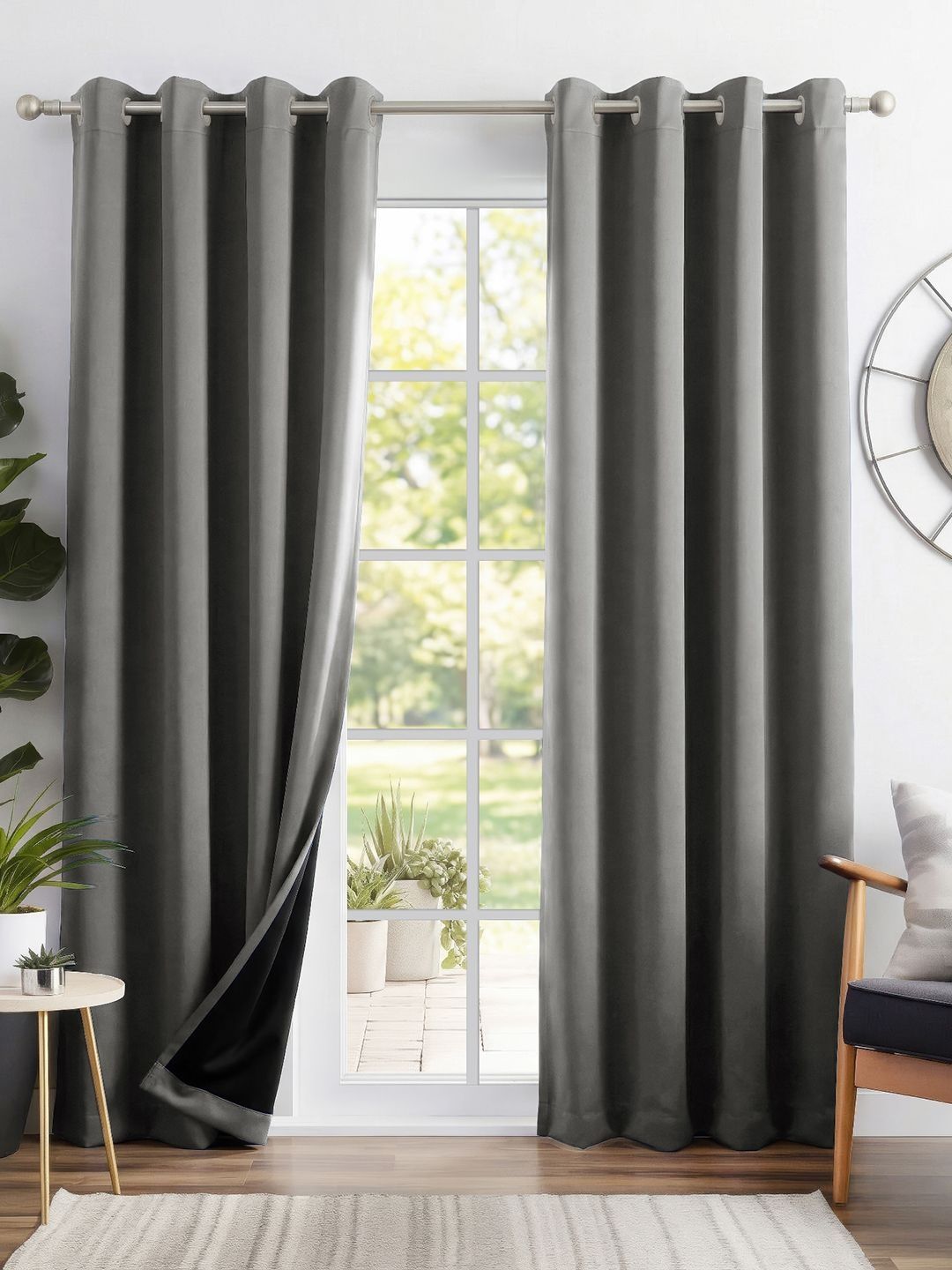 Story@home Grey & Grey Melange Set of 2 Black Out Door Curtain-picture-47