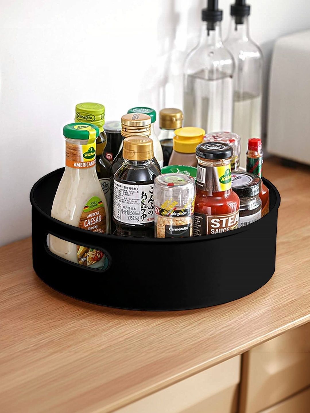 Virtuous Black Set of 1 Plastic Durable 360 Rotatating Multi-Utility Container-image-7
