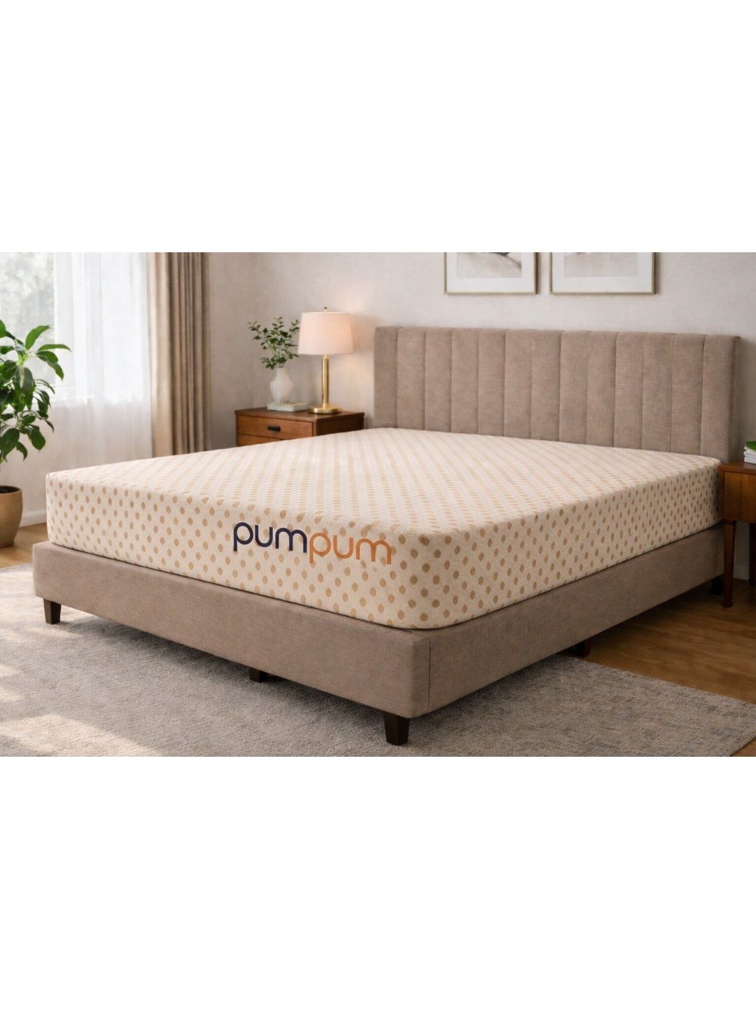 Pum Pum White & Beige Printed Tufted Orthopedic Double-Size Mattress-image-11