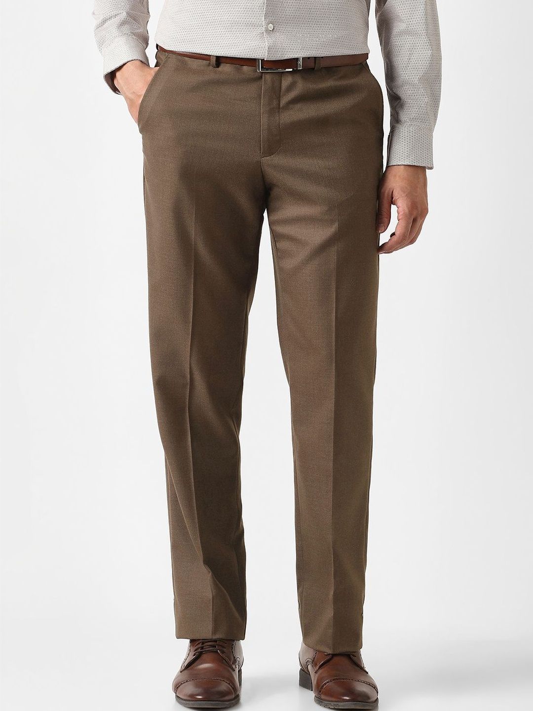 Van Heusen Men Brown Textured Trousers-picture-10