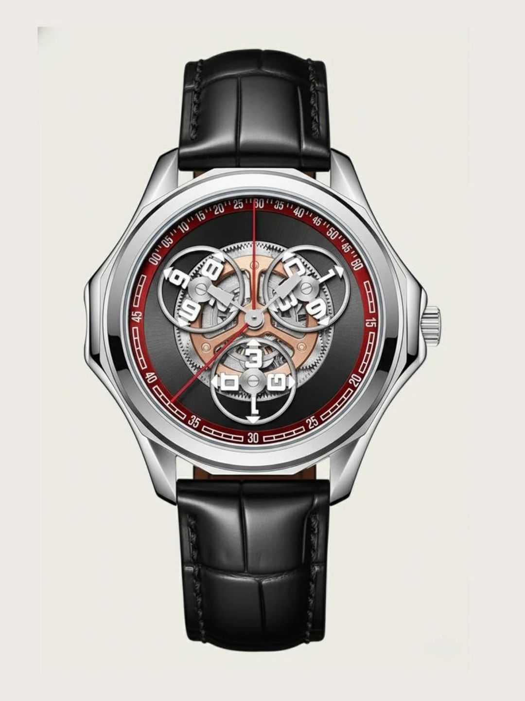 ZIVANCHE Unisex Dial & Leather Straps Analogue Chronograph Automatic Motion Powered Watch-image-10