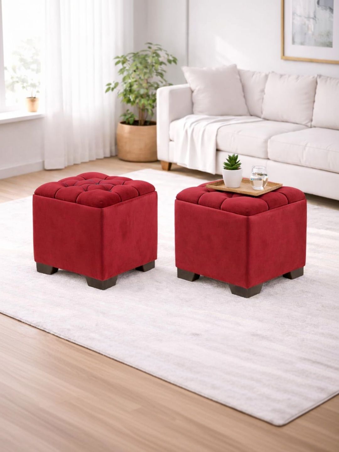 Shadowkart 2-Pcs Maroon Square Ottomans-image-41