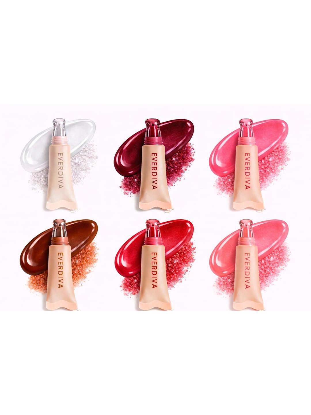 everdiva Set Of 6 Non-Sticky Hydrating Lip Gloss - 20 ml Each - Brown Sugar & Poppy Red-image-24