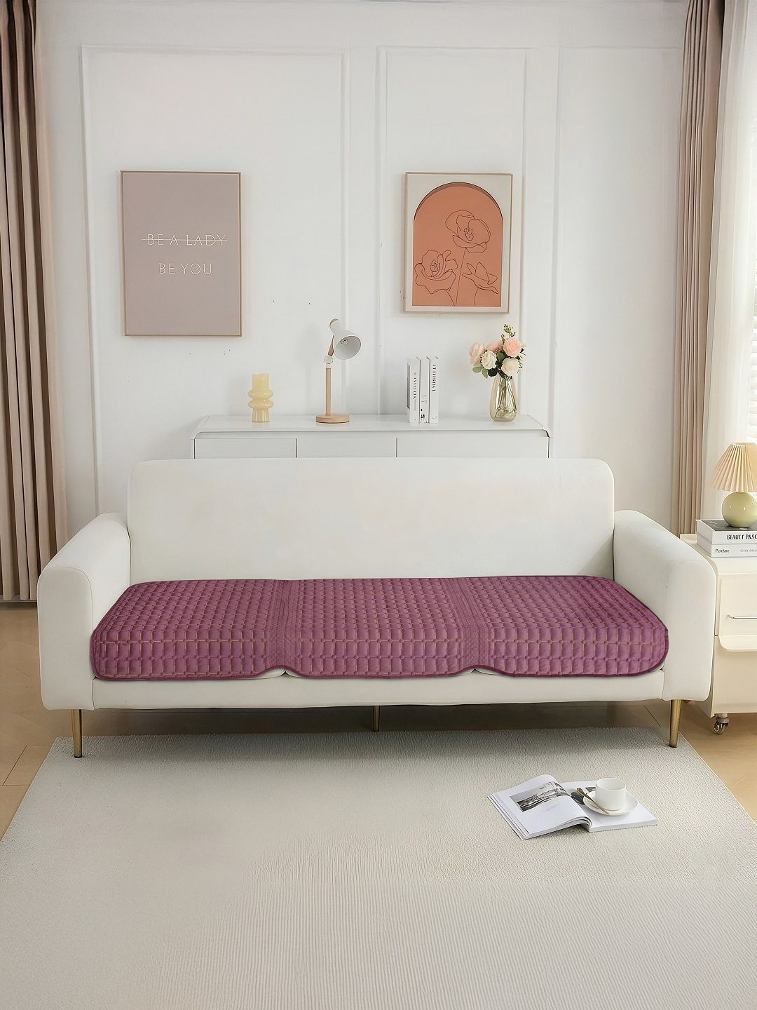 Aura Violet 1 Piece Sofa Cover Without Arms-picture-25