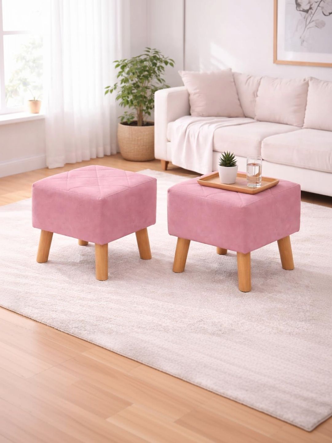 Shadowkart 2 Pieces Red Square Ottomans-picture-20